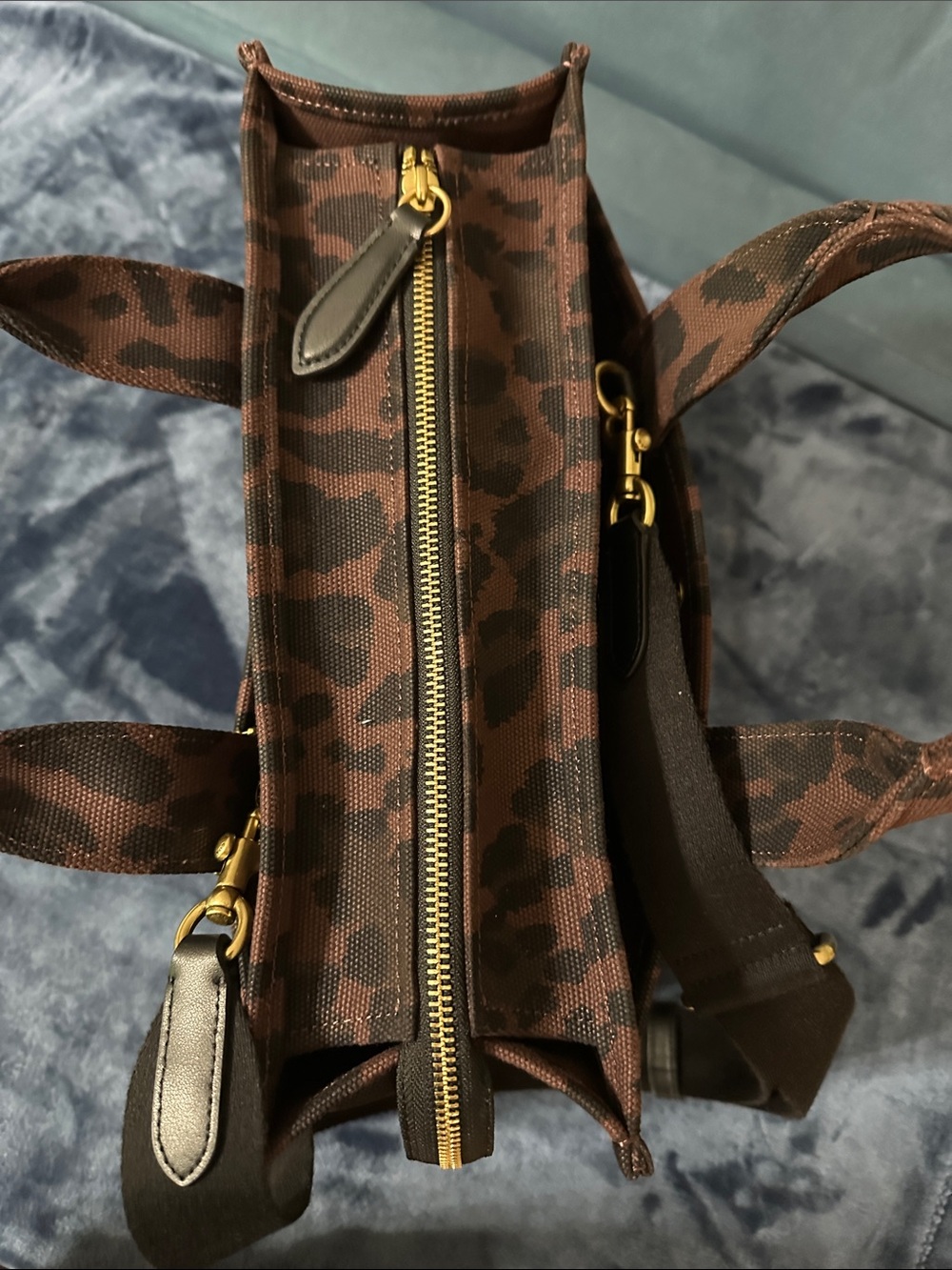 Coach Leopard-Print Canvas Satchel in Brown and Black - Picture 9 of 12